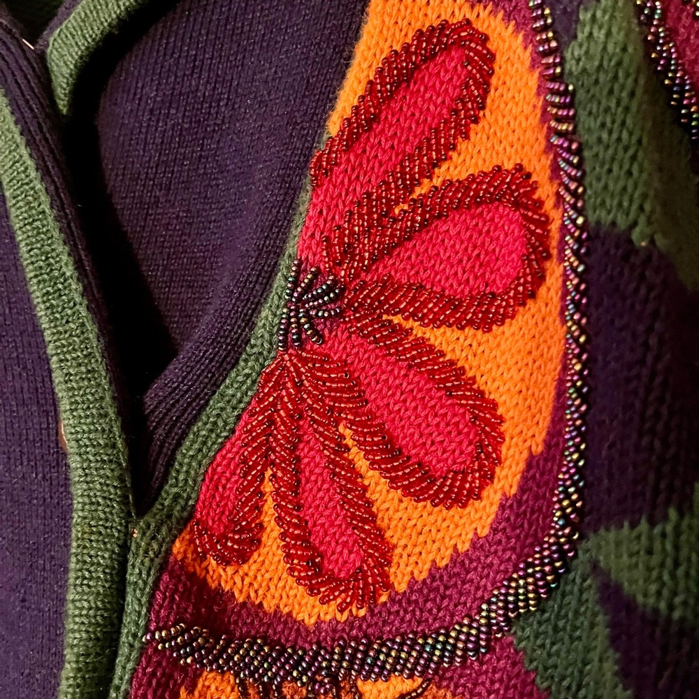 Vintage 90s I.B. Diffusion Colorful Geometric Grandma Core Cardigan Sweater L - Picture 8 of 12